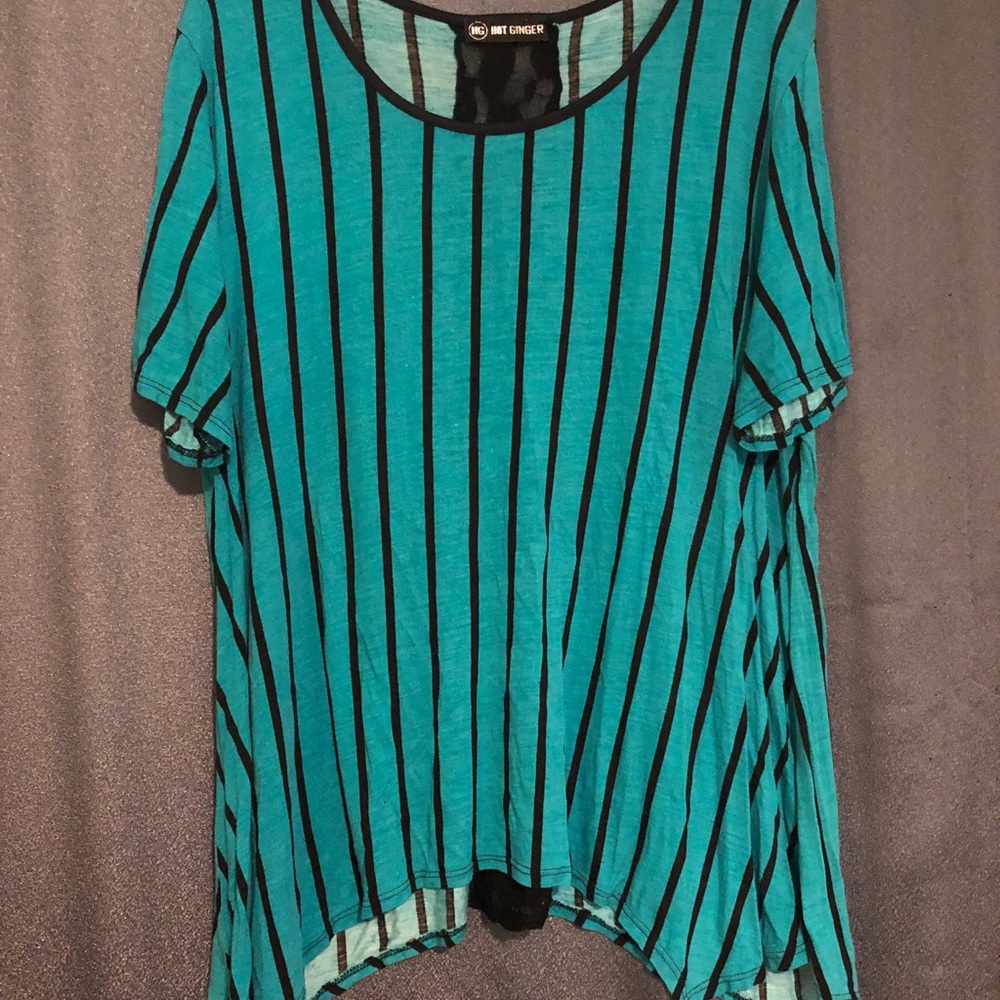 Plus Size 2X Shark-bite Top with Lace Back Cutout